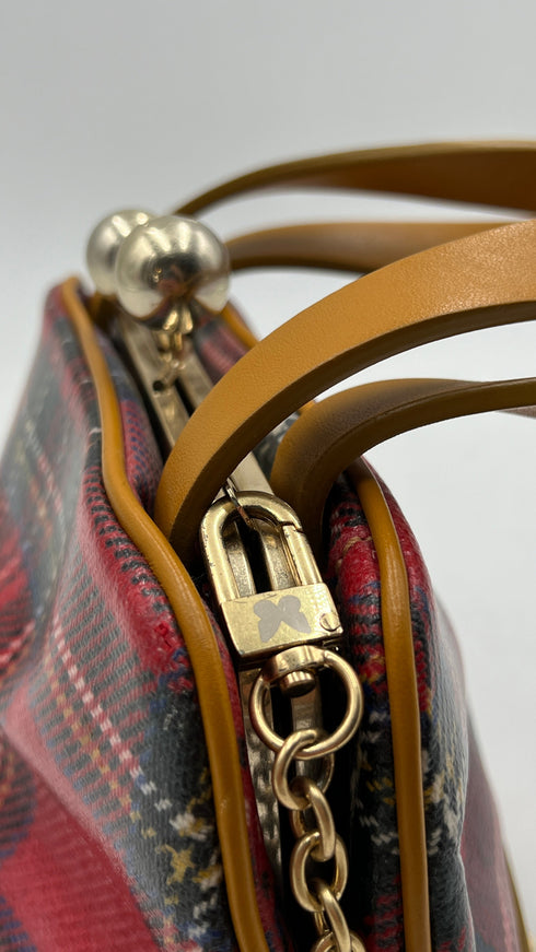 Borsa con chiusura a scatto tartan