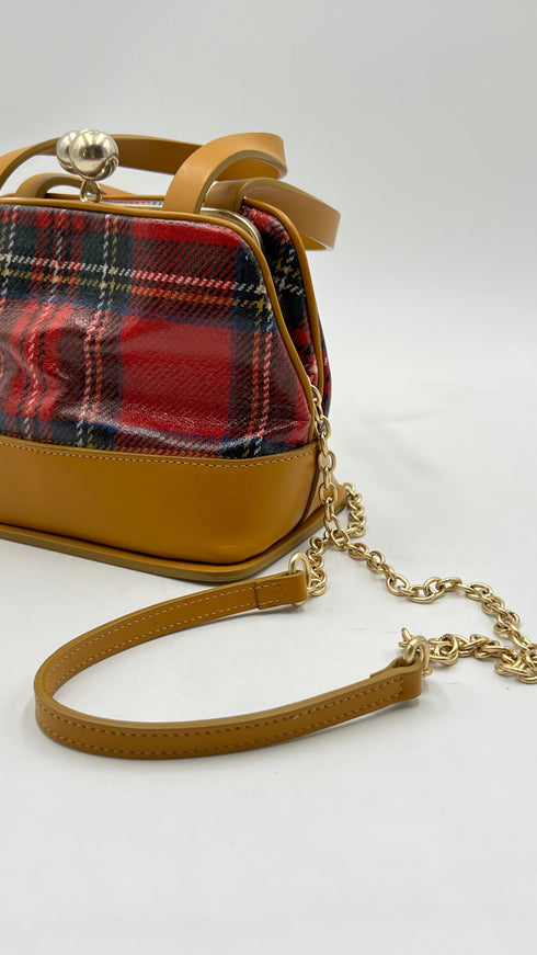 Borsa con chiusura a scatto tartan