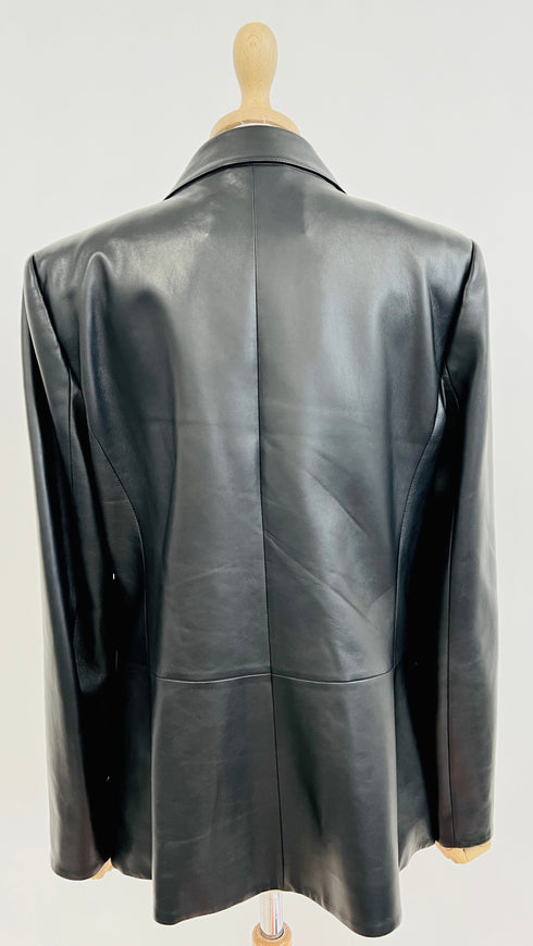 Blazer in pelle con spilla