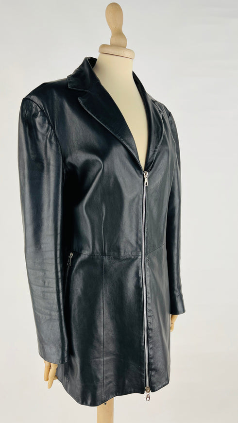 Giacca lunga in pelle vintage