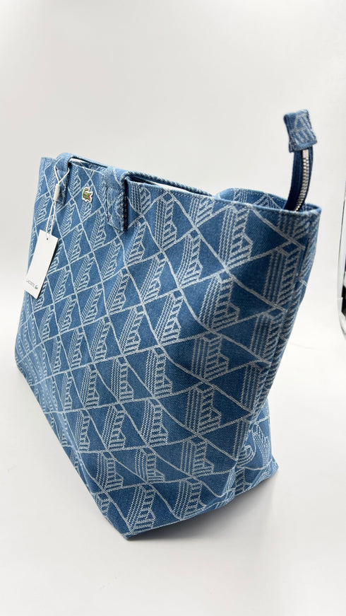 Borsa maxi in denim con cartellino
