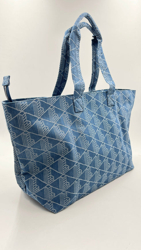 Borsa maxi in denim con cartellino