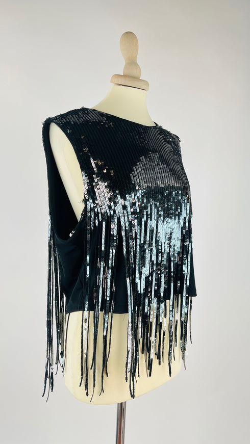 Top in paillettes a frange