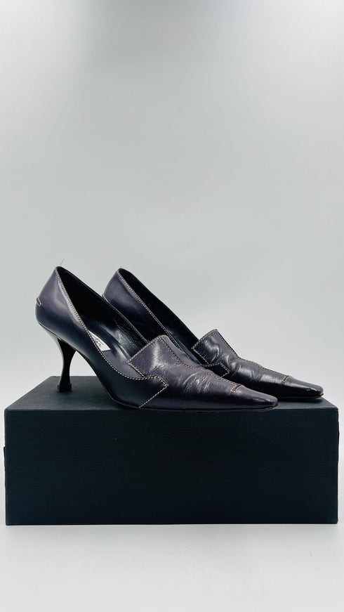 Décolleté in cuoio viola N.40