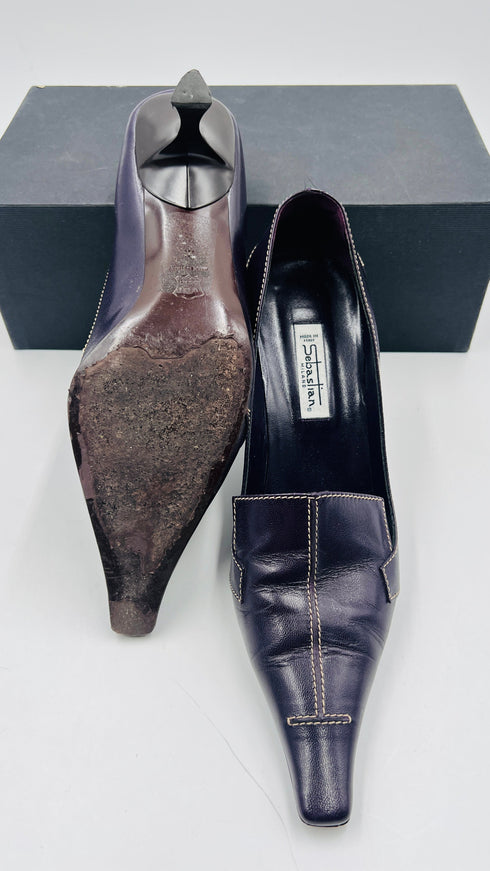 Décolleté in cuoio viola N.40