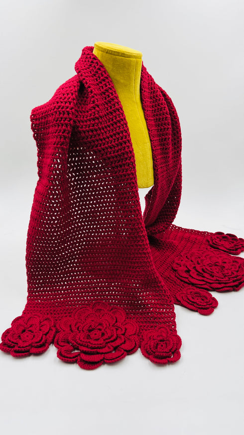 Sciarpa in lana con fiori