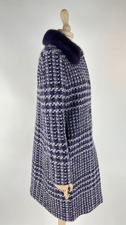 Cappotto tweed collo pelliccia