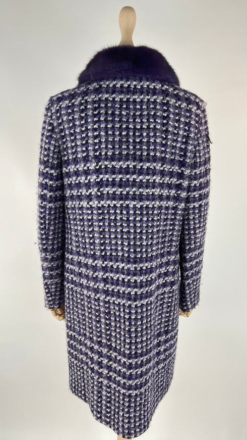 Cappotto tweed collo pelliccia