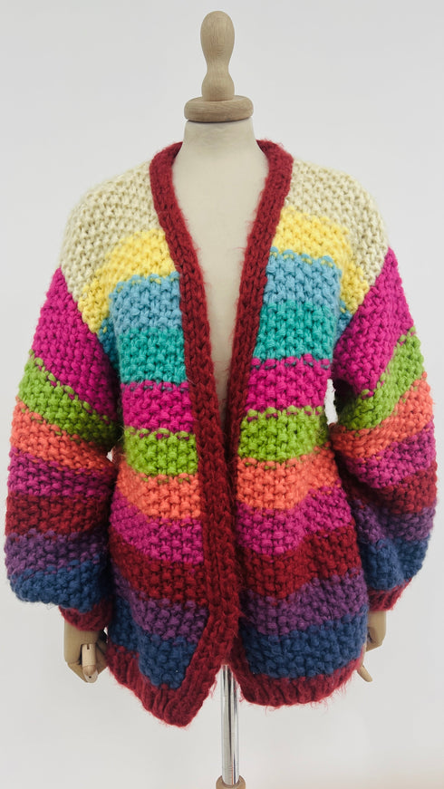 Cardigan righe cartellino