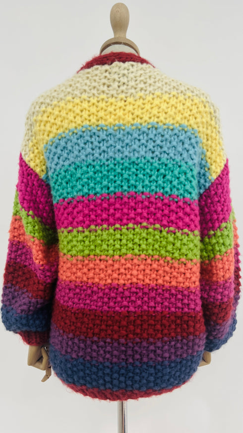 Cardigan righe cartellino