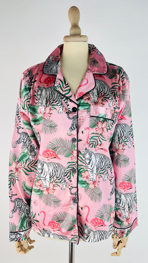 Camicia tigre e fenicotteri