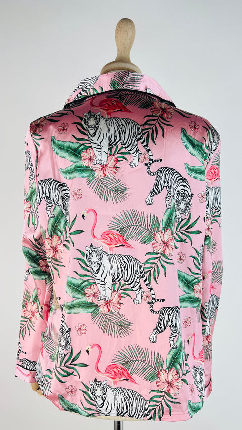 Camicia tigre e fenicotteri