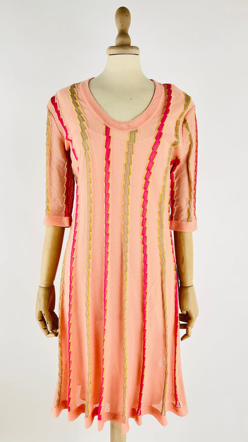 Abito midi in maglia a righe