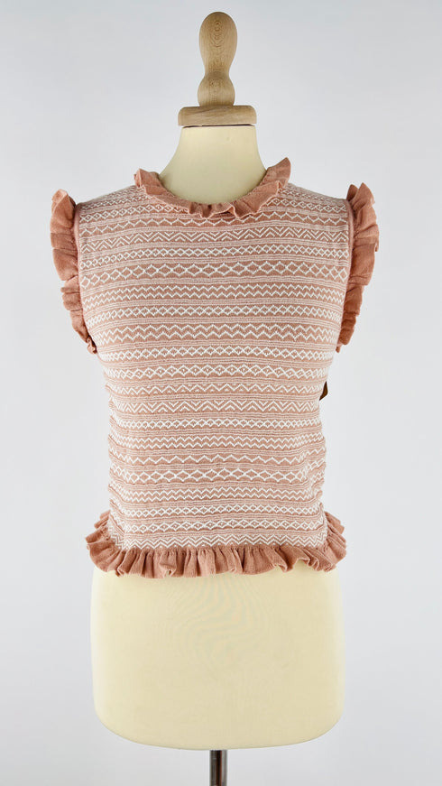 Top in cotone con ruches