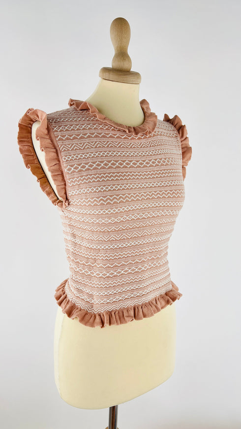 Top in cotone con ruches