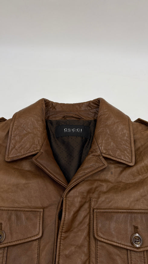 Giacca in pelle marrone
