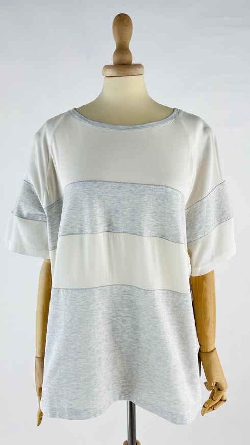Maglia inserti seta e strass