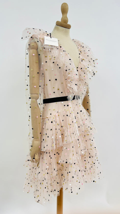 Abito tulle pois con cartellino