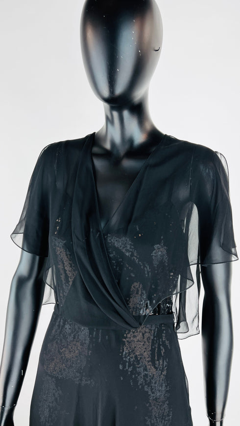 Abito lungo doppio tessuto con cartellino