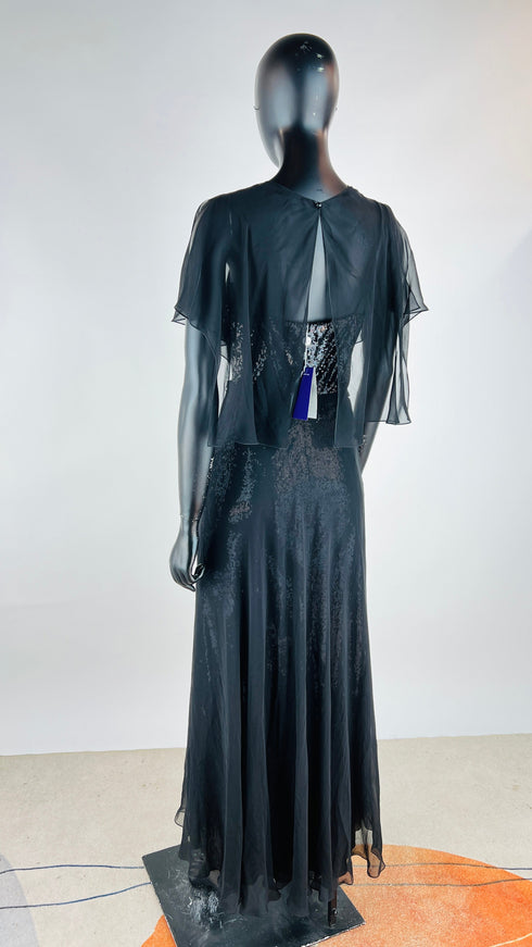 Abito lungo doppio tessuto con cartellino