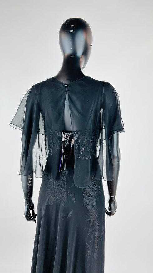 Abito lungo doppio tessuto con cartellino