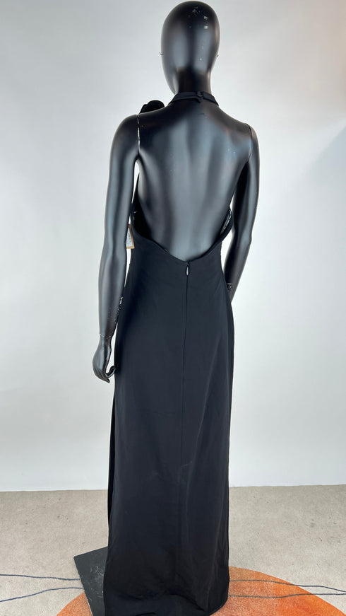 Abito lungo scollo all'americana