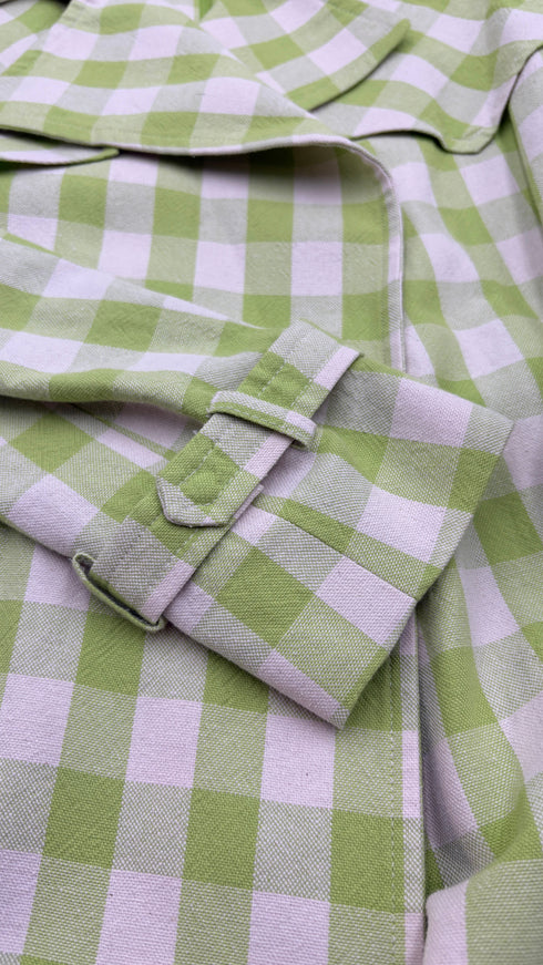 Trench vichy cotone e lino