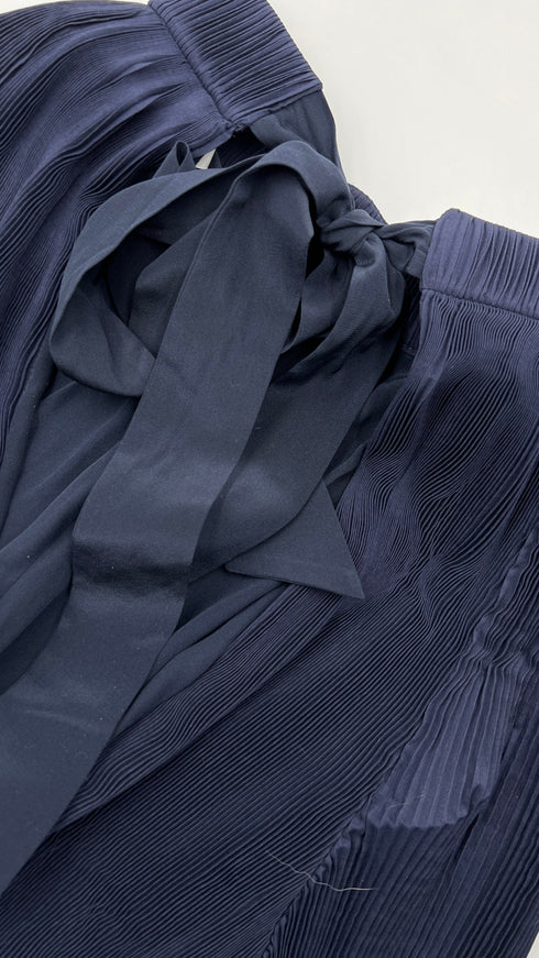 Abito lungo blu plissettato