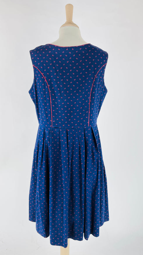 Abito midi blu fiori rossi