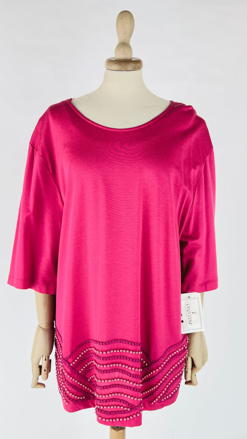 Blusa orlo con ricami perle