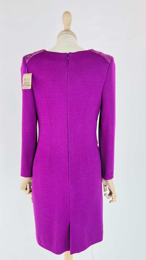 Abito midi inserti magenta suede
