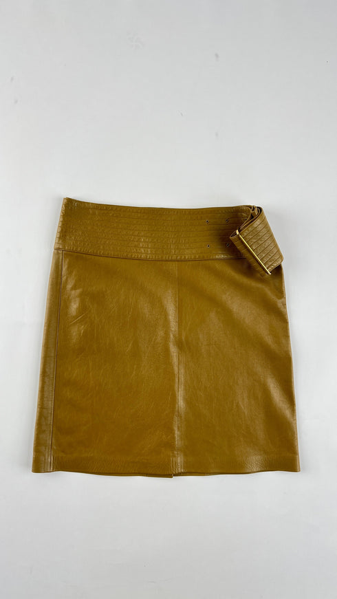 Gonna in pelle maxi cintura