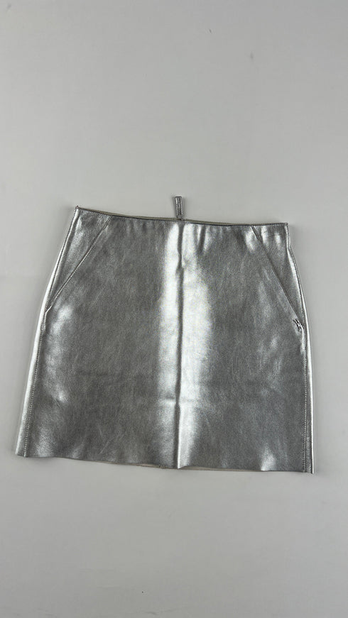 Gonna in pelle argento