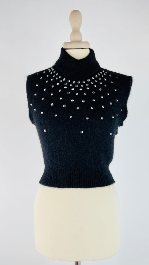 Gilet nero con strass