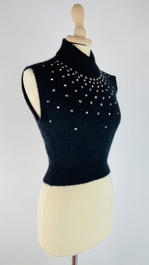 Gilet nero con strass