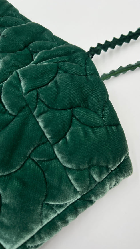 Abito lungo in velluto verde