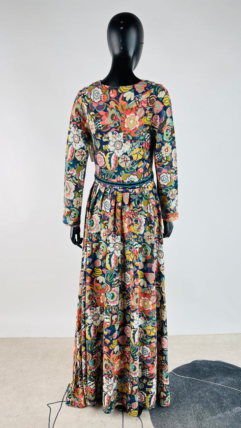 Abito lungo in seta a fiori