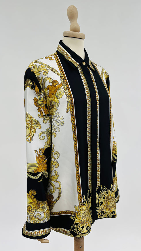 Camicia in seta stampa barocca