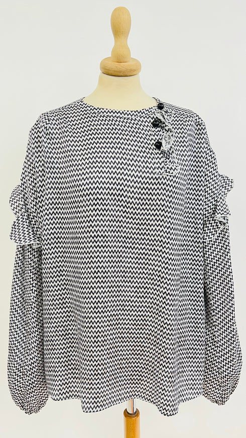 Blusa zig-zag e jacquard