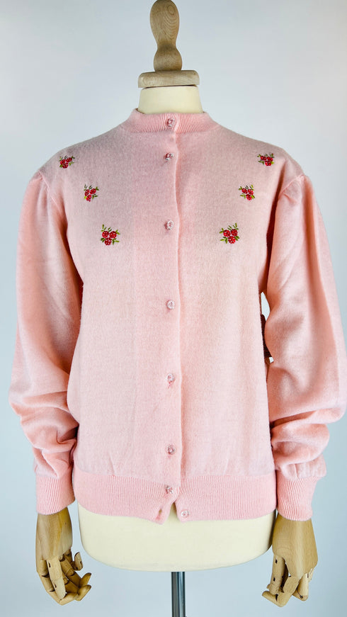 Cardigan con fiori ricamati