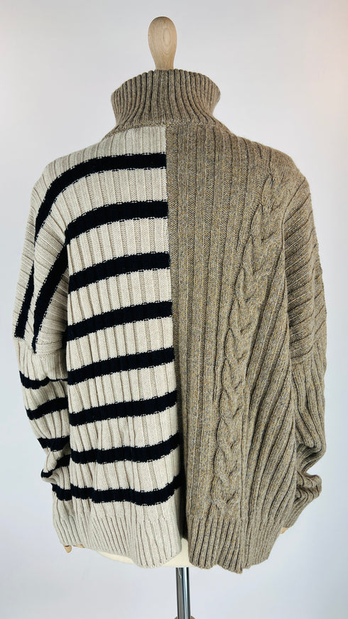 Maglione trecce e righe