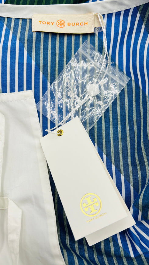 Blusa multi-righe con cartellino