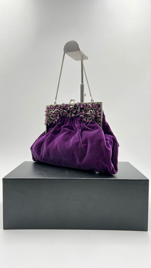 Borsa in velluto con strass