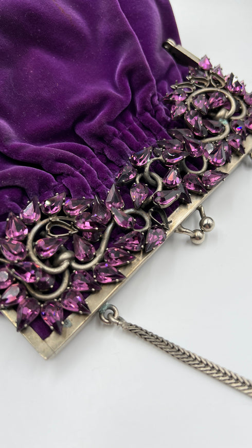 Borsa in velluto con strass