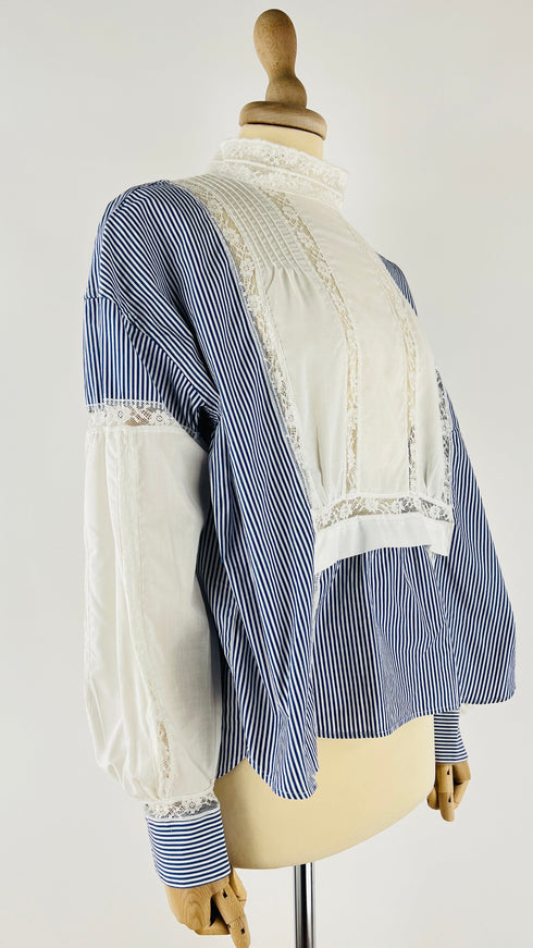 Blusa in cotone a righe