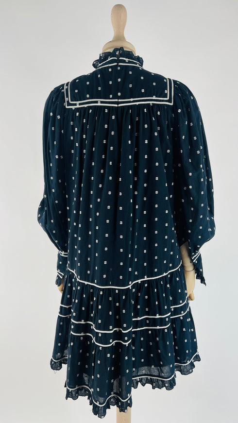 Abito corto a pois in cotone