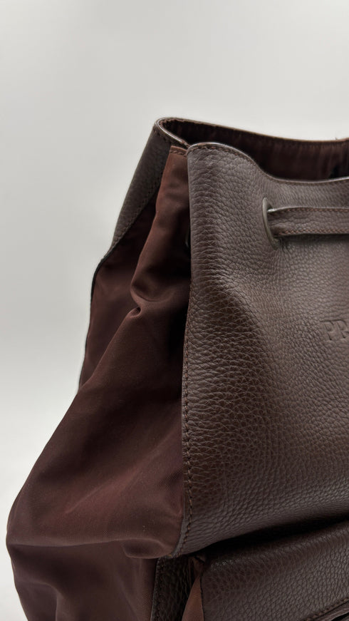 Zaino in pelle/nylon