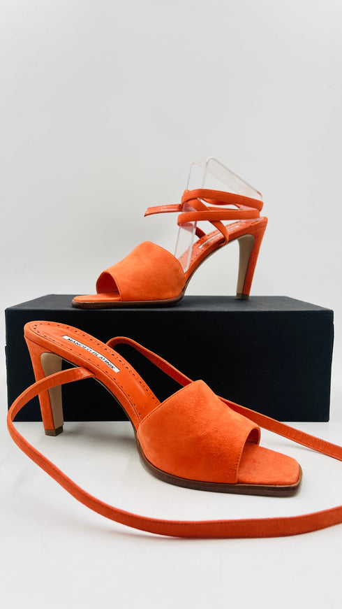 Sandalo in suede arancione N.41