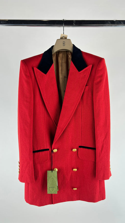 Blazer in lana lino con cartellino