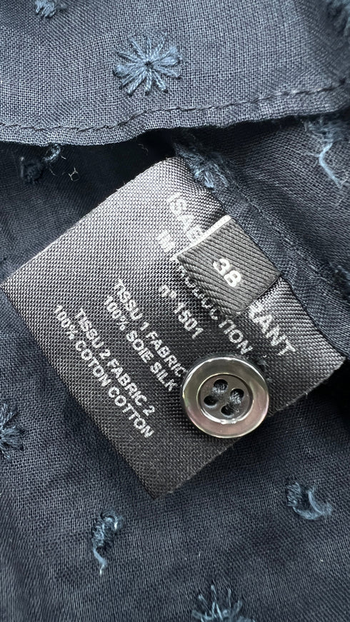 Top bicolor ricamato